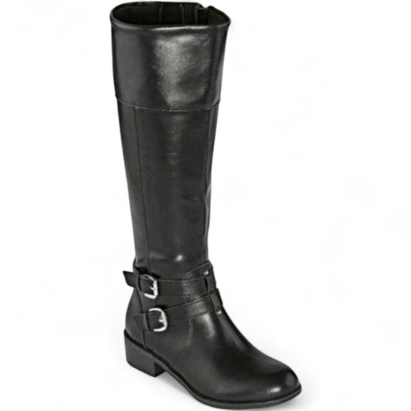 Arizona Riding Boots Women's 6.5 Black Faux Leather Tall Memory Foam Lined New - Picture 1 of 6